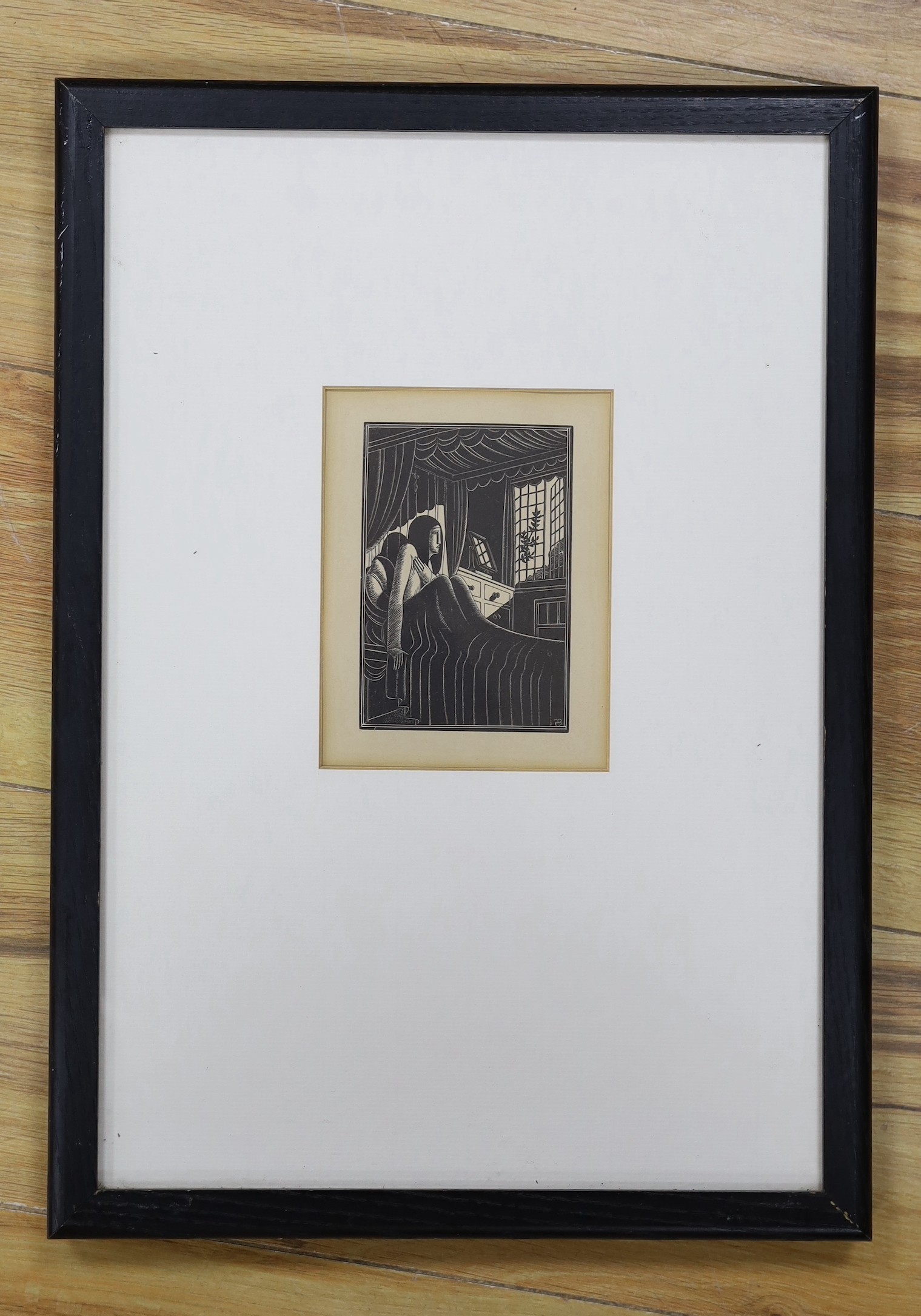 Eric Gill (1882-1940), wood engraving, 'Girl Sleeping', see reference - Engravings by Eric Gill, Douglas Cleaverdon, Bristol, 1929 - PL 76, 11.5 x 8cm